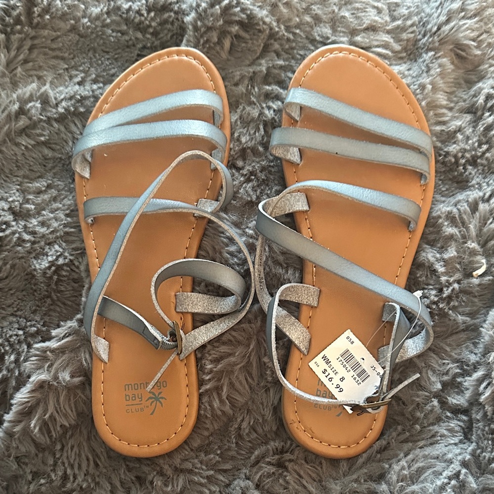 Montego Bay Club Silver and Tan Sandals